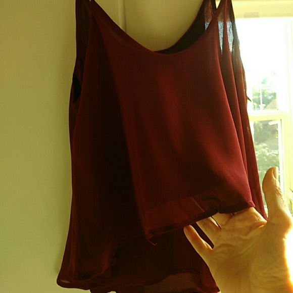 Wine-Colored Flowing Crop Top NWOT - Picture 6 of 10